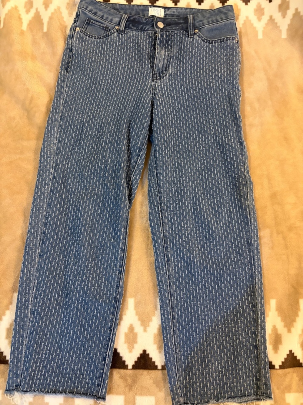 Time and Tru High Rise Blue Patterned Jeans